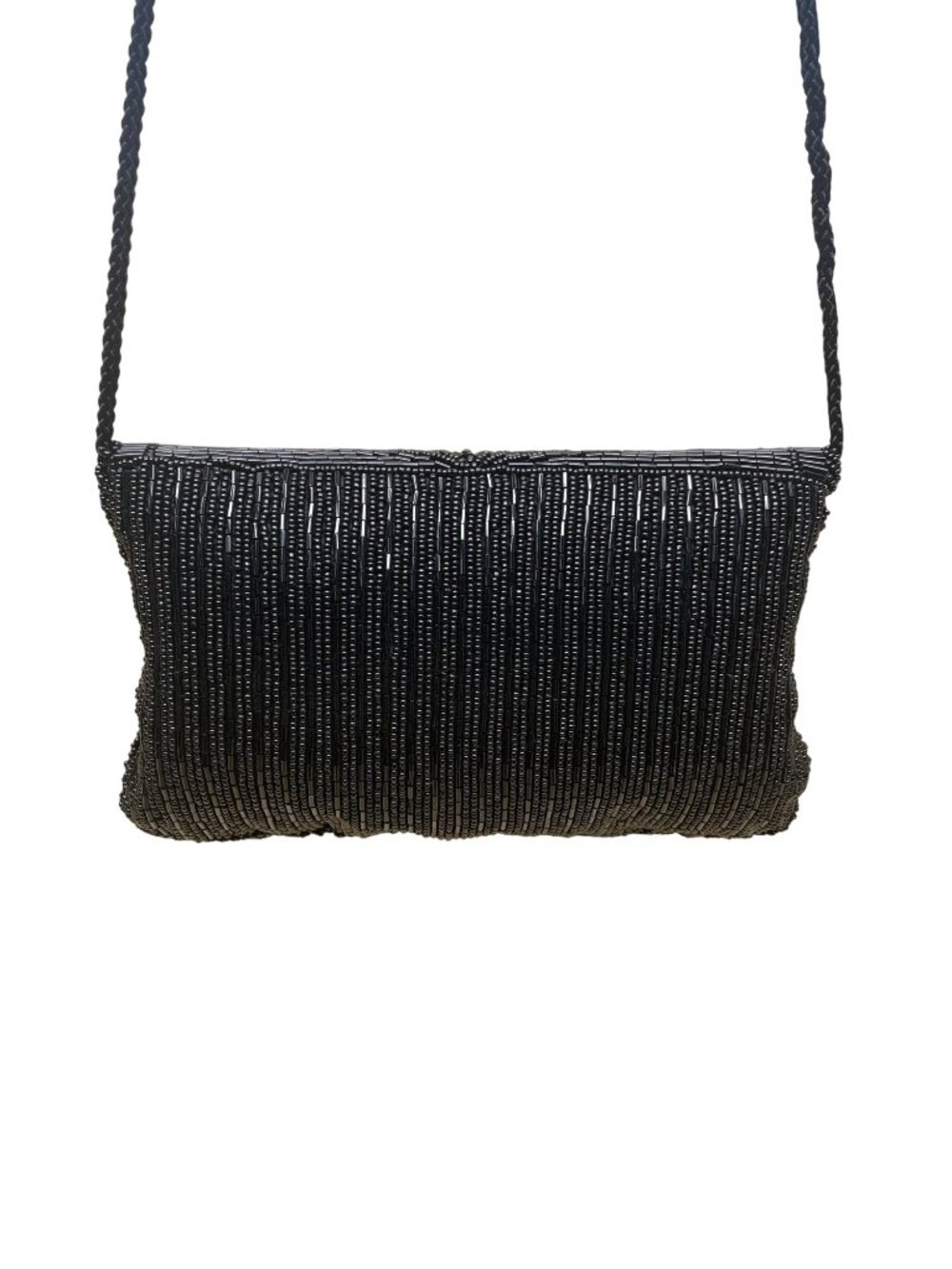 André Cellini Women’s Black Beaded Elegant Scallop Design Formal Crossbody Bag - Picture 4 of 10